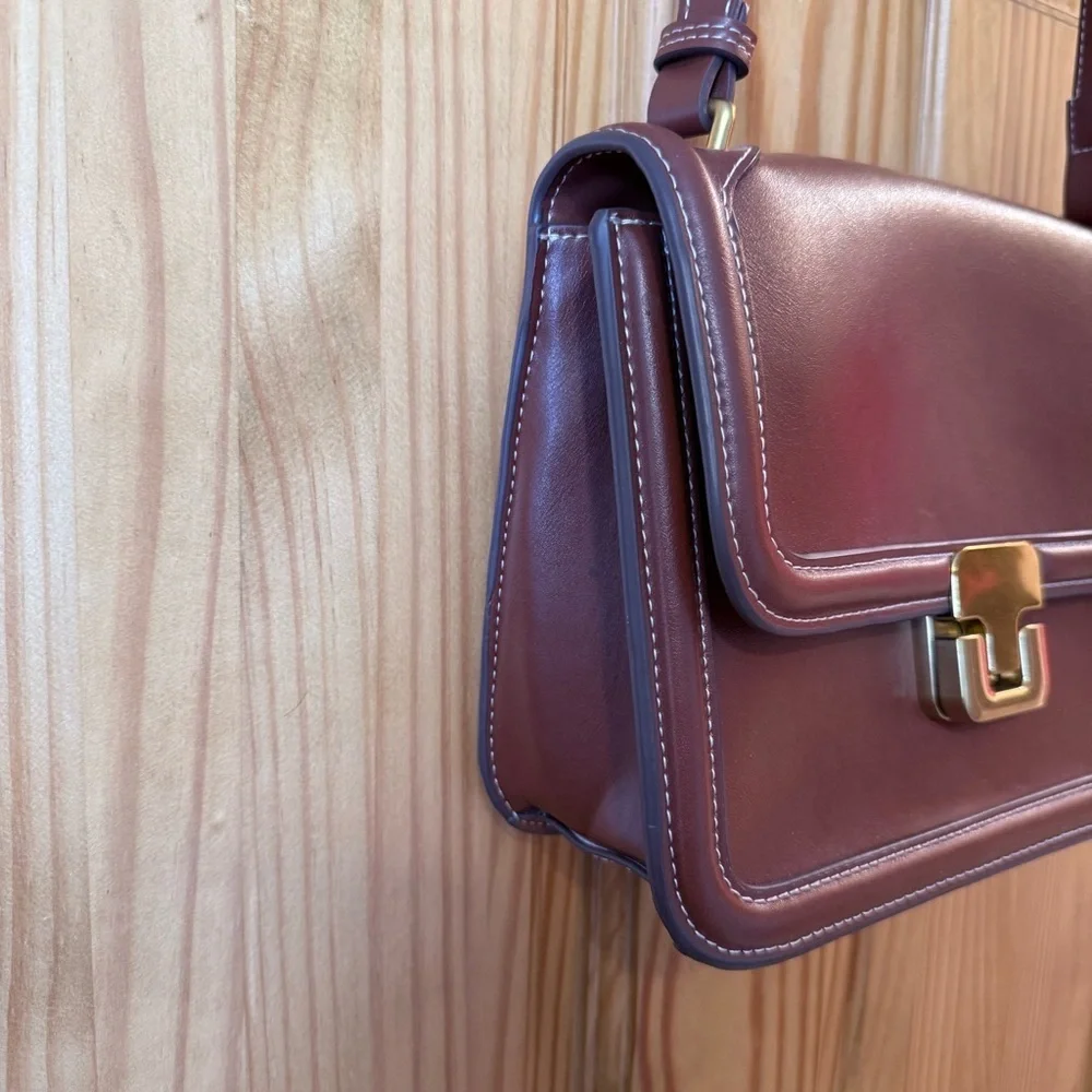 Mango Brown Flap Crossbody Bag Quiet Luxury Gold Hardware
